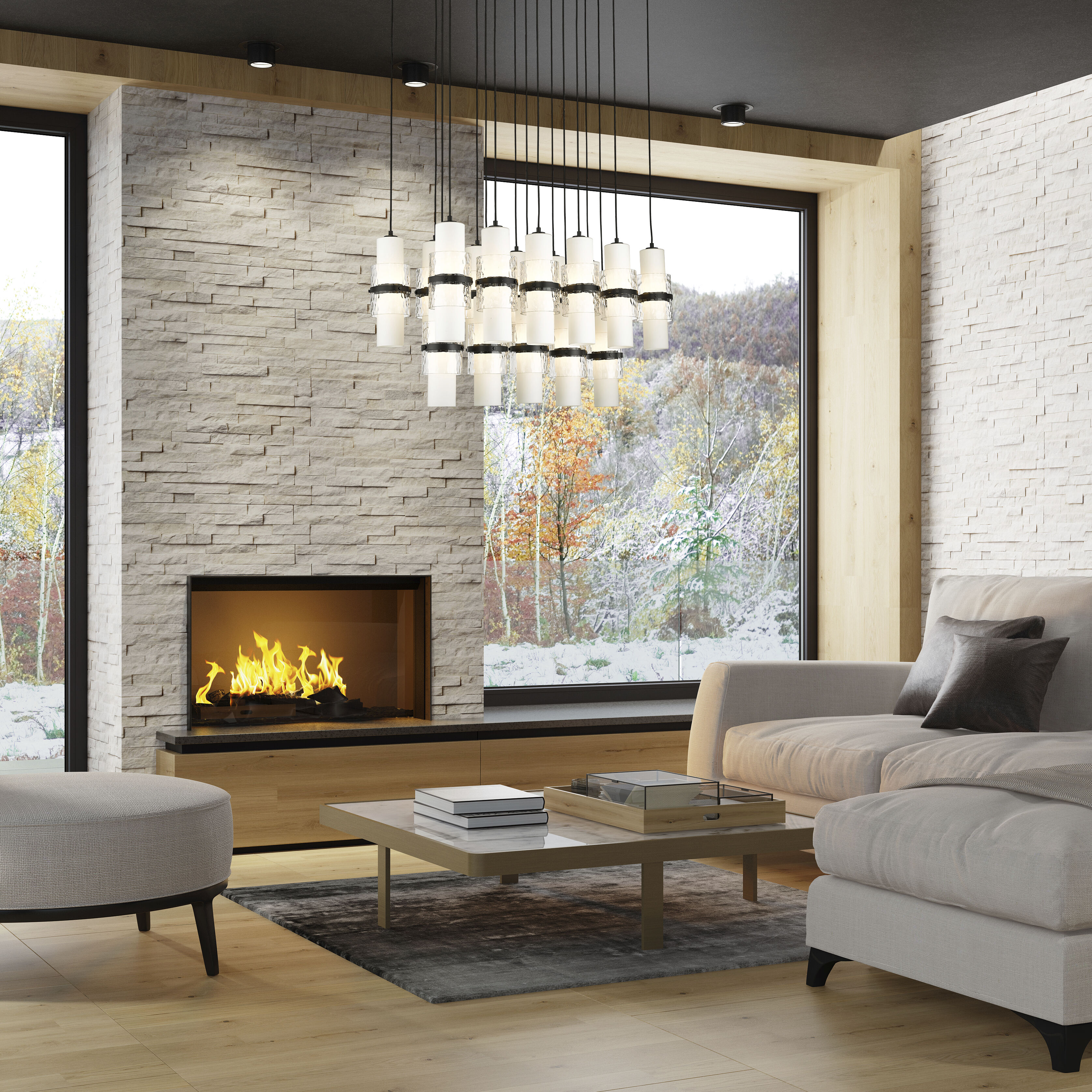 Cayden 17 Light 42 inch Matte Black Linear Chandelier Ceiling Light