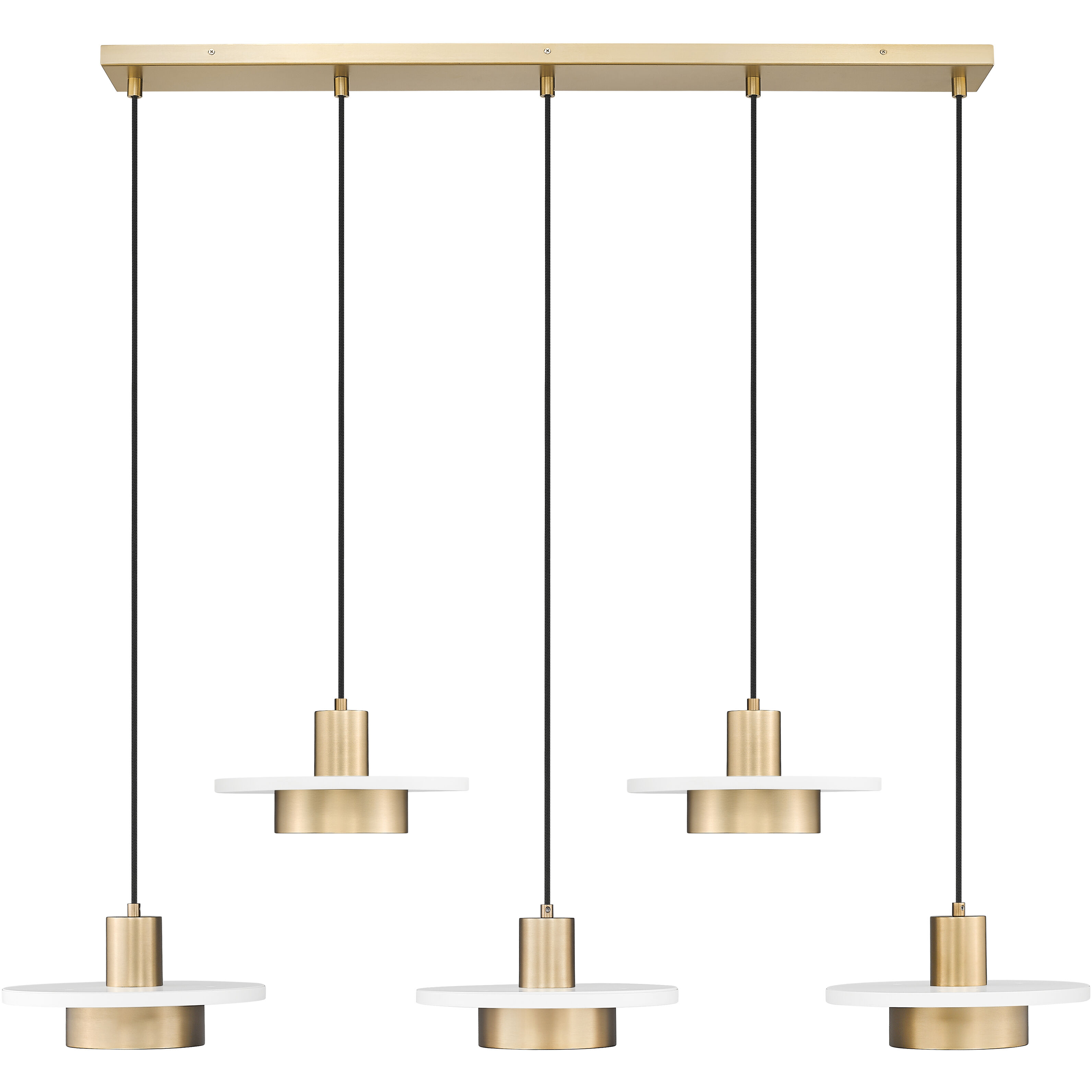 Ludo LED 51.5 inch Matte White and Modern Gold Linear Chandelier Ceiling Light