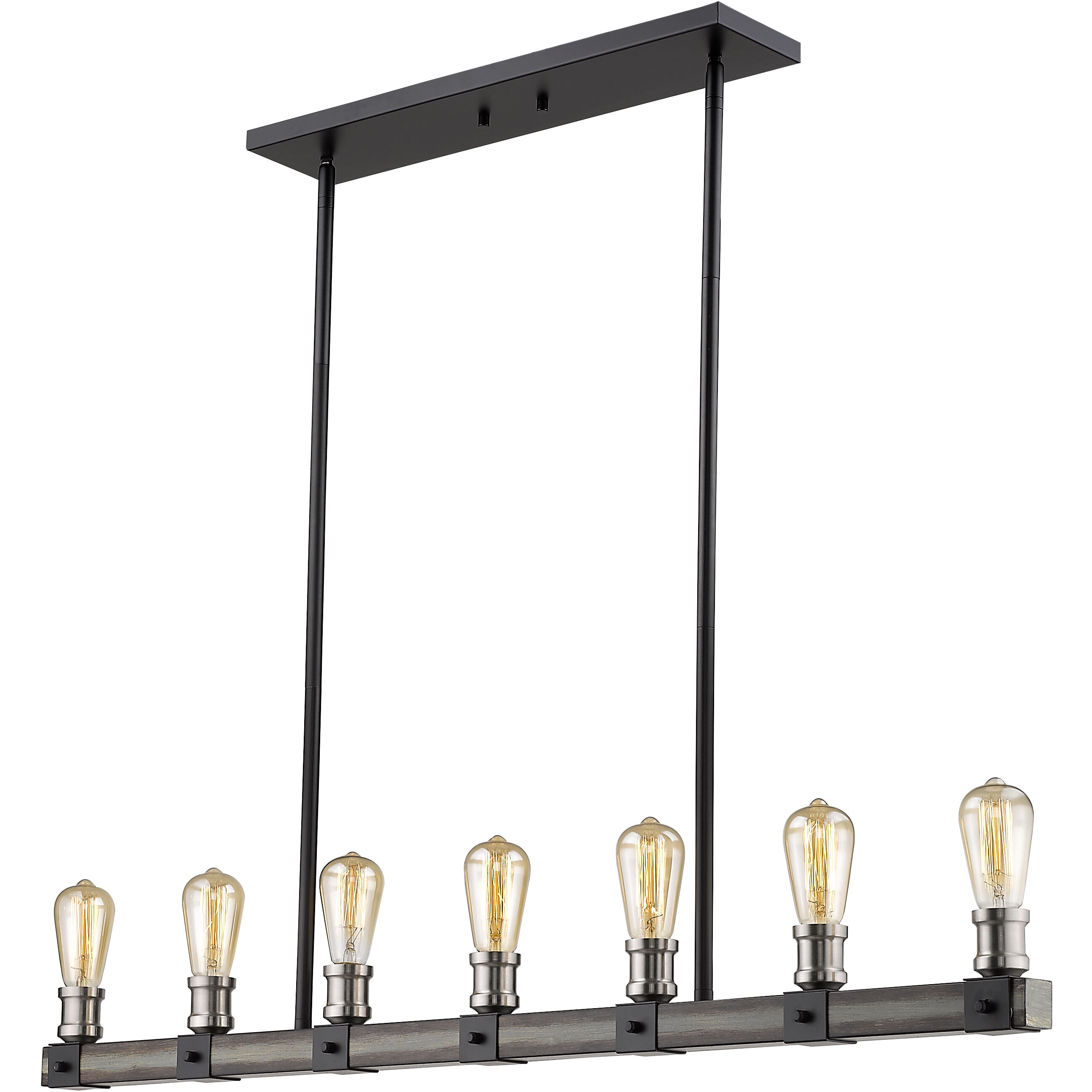 Kirkland 7 Light 44 inch Ashen Barnboard Linear Chandelier Ceiling Light