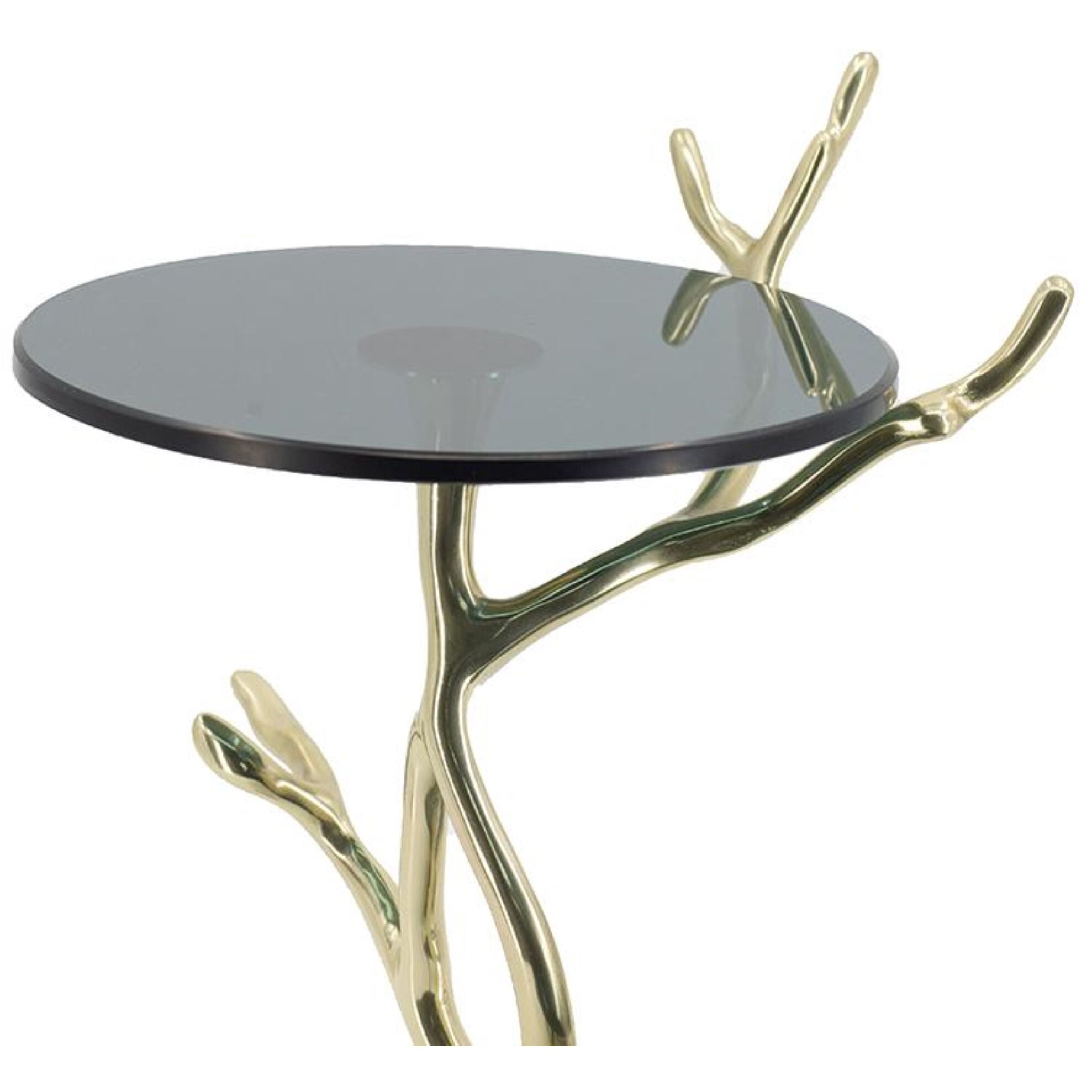 Anita 16.9 X 12.4 inch Polished Gold Finished Aluminum with Black Float Glass/Black Granite Base Cake Stand