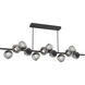 Luna LED 72 inch Matte Black Chandelier Ceiling Light in 2700K LED, Floret Inner - Smoke Outer, Twisted Branch