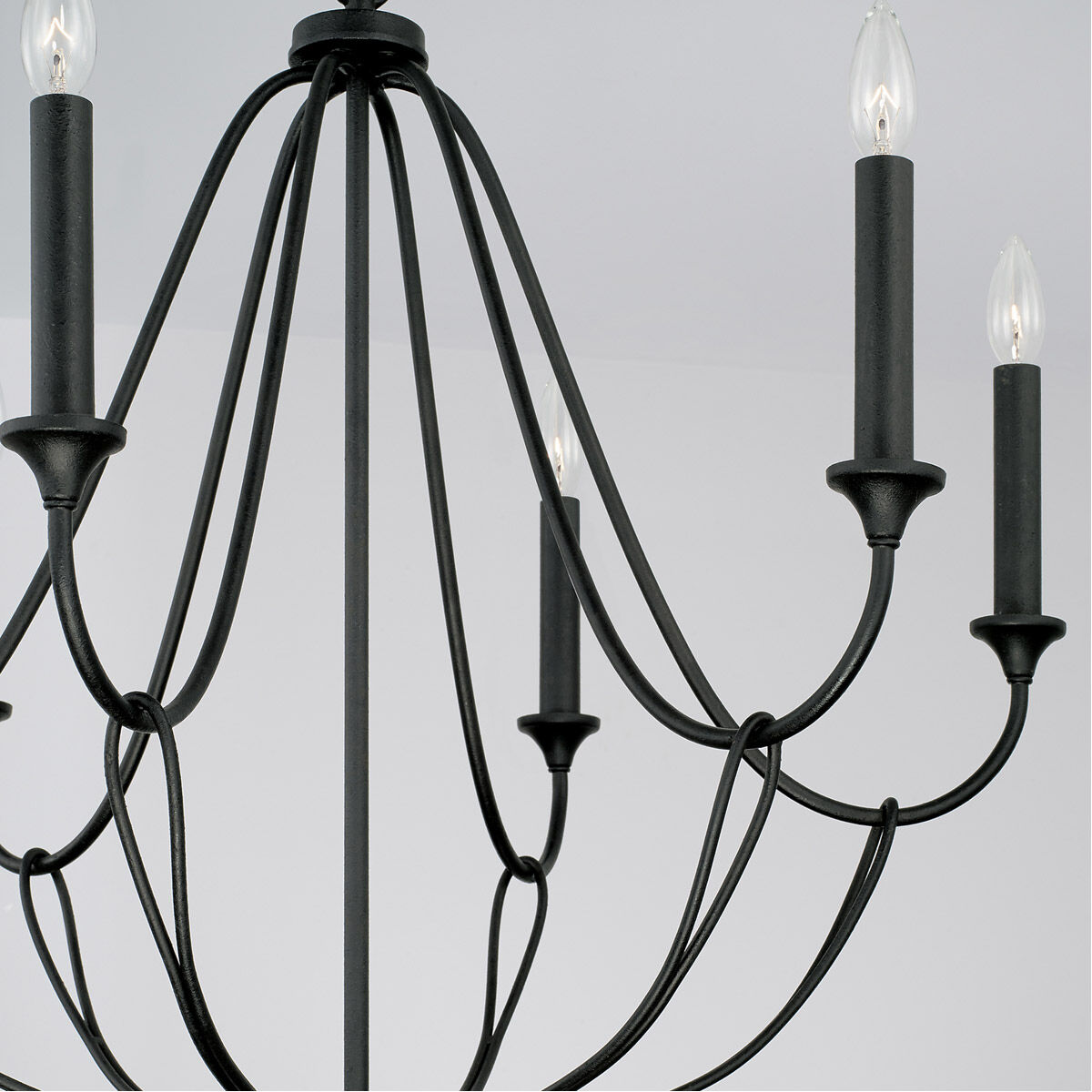 Bentley 6 Light 30 inch Black Iron Chandelier Ceiling Light