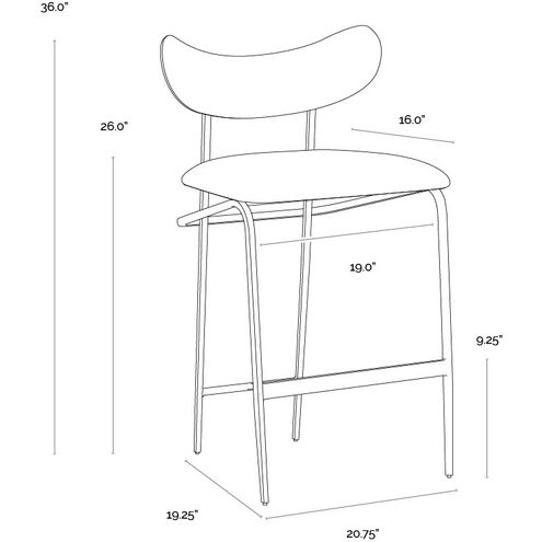 Gibbons 36 inch Antique Brass / Charcoal Black Leather Counter Stool