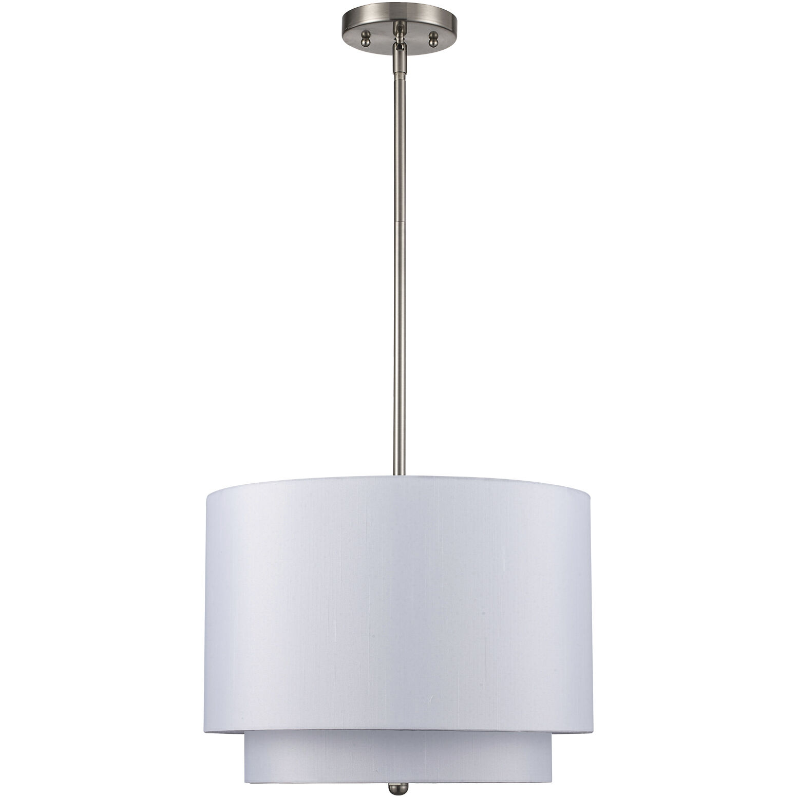 Schiffer 3 Light 15 inch Ivory Pendant Ceiling Light in Ivory Fabric Drum - Double Shade