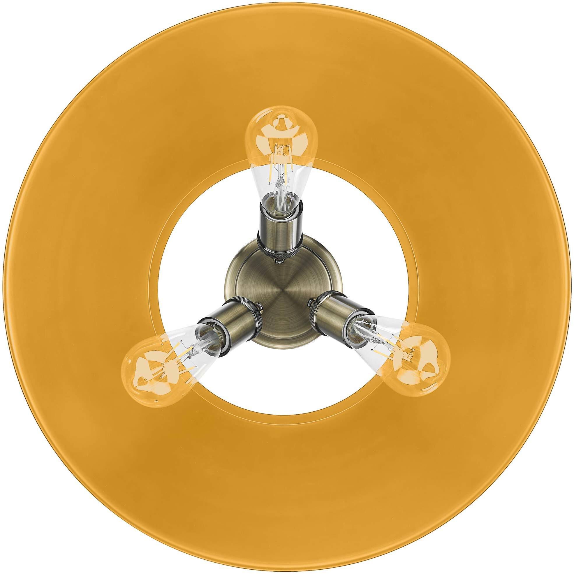 Yep Orwell 3 Light 18.75 inch Aged Brass Flush Mount Ceiling Light in Auric Yellow