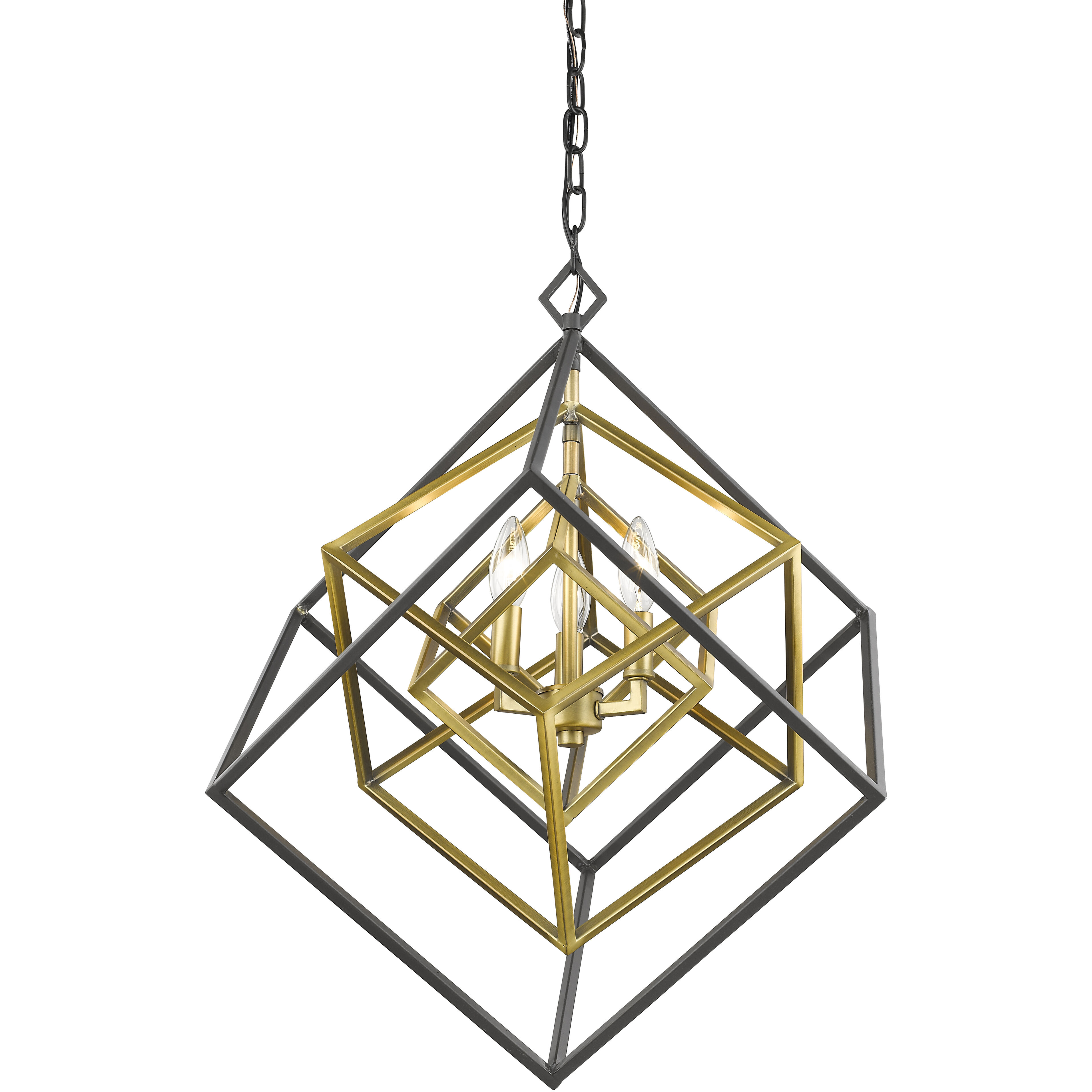 Euclid 3 Light 23 inch Olde Brass and Bronze Chandelier Ceiling Light