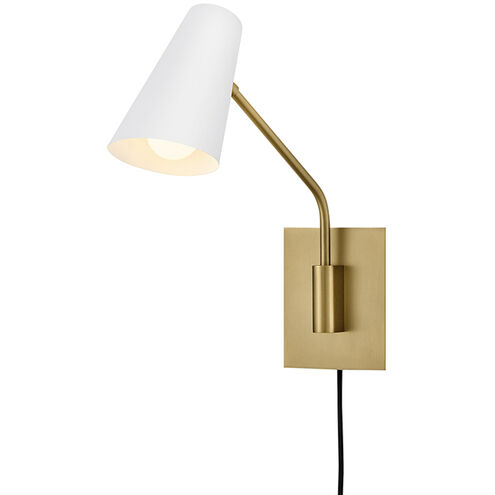 Bray Wall Mount Wall Light in Lacquered Brass with Chalk White