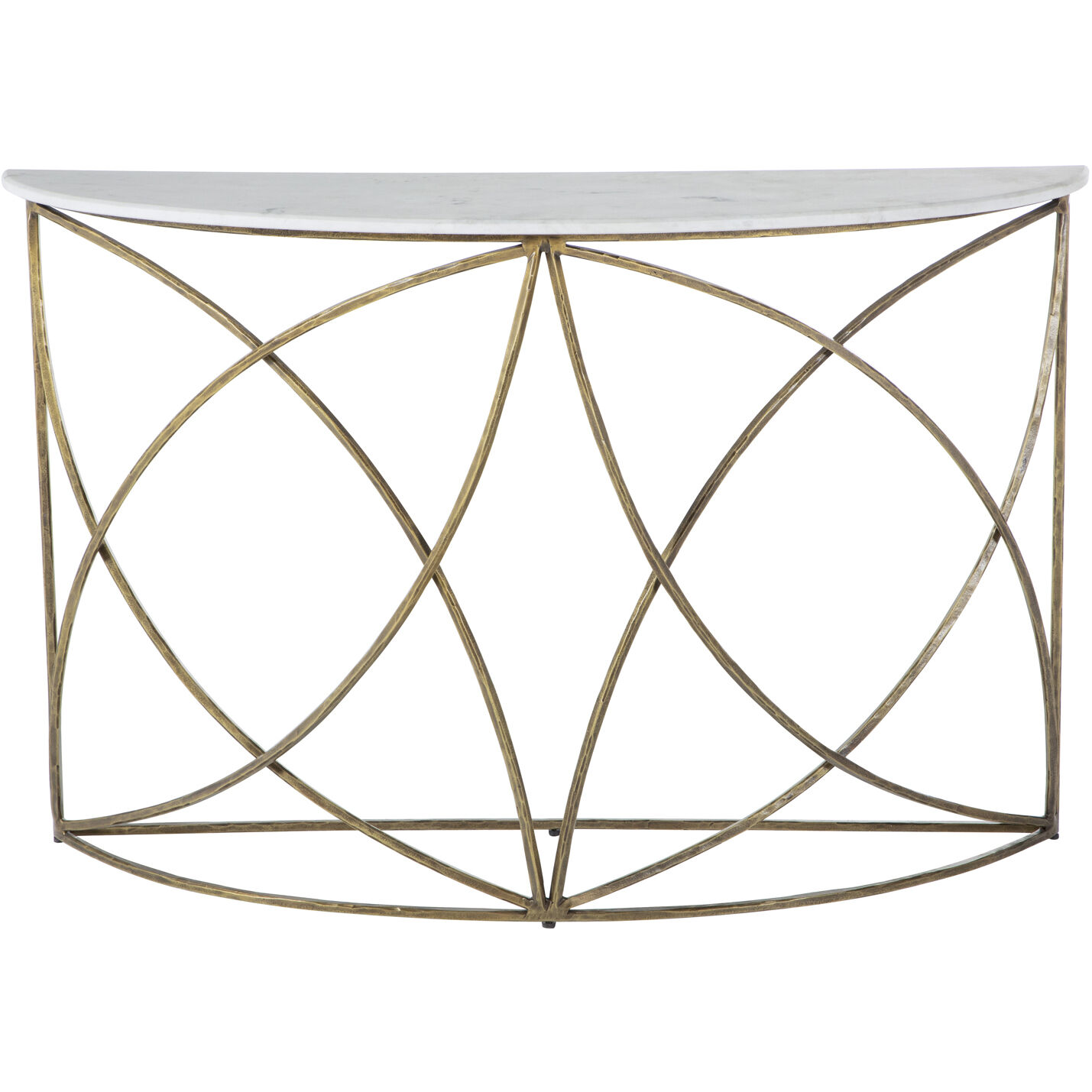 Wayland 48 X 14.25 inch Antique Aged Brass and White Banswara Marble Console Table