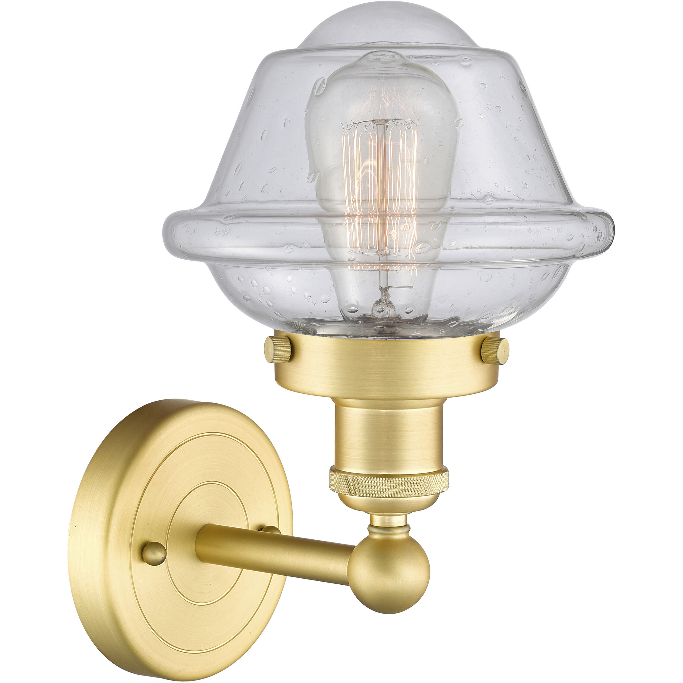 Oxford 1 Light 6.5 inch Satin Gold Sconce Wall Light in Seedy Glass