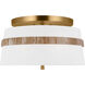 AH by Alexa Hampton Cordtlandt 3 Light 14 inch Burnished Brass with Rattan Semi-Flush Mount Ceiling Light