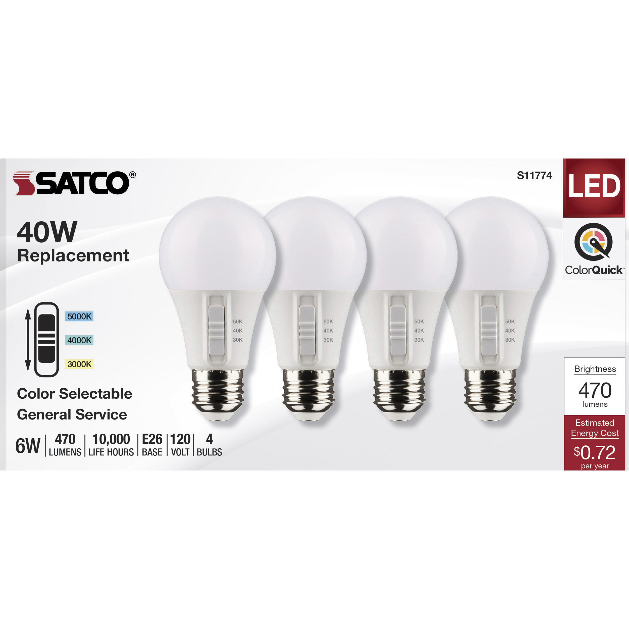 Lumos Medium 6.00 watt 3000K Light Bulb, Pack of 4