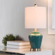 Glass 19 inch 40.00 watt Teal and Brushed Steel Table Lamp Portable Light