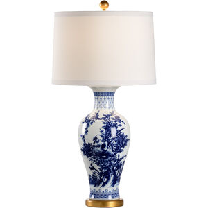 Chelsea House 32 inch 100.00 watt Blue/White Glaze/Antique Gold Leaf Table Lamp Portable Light