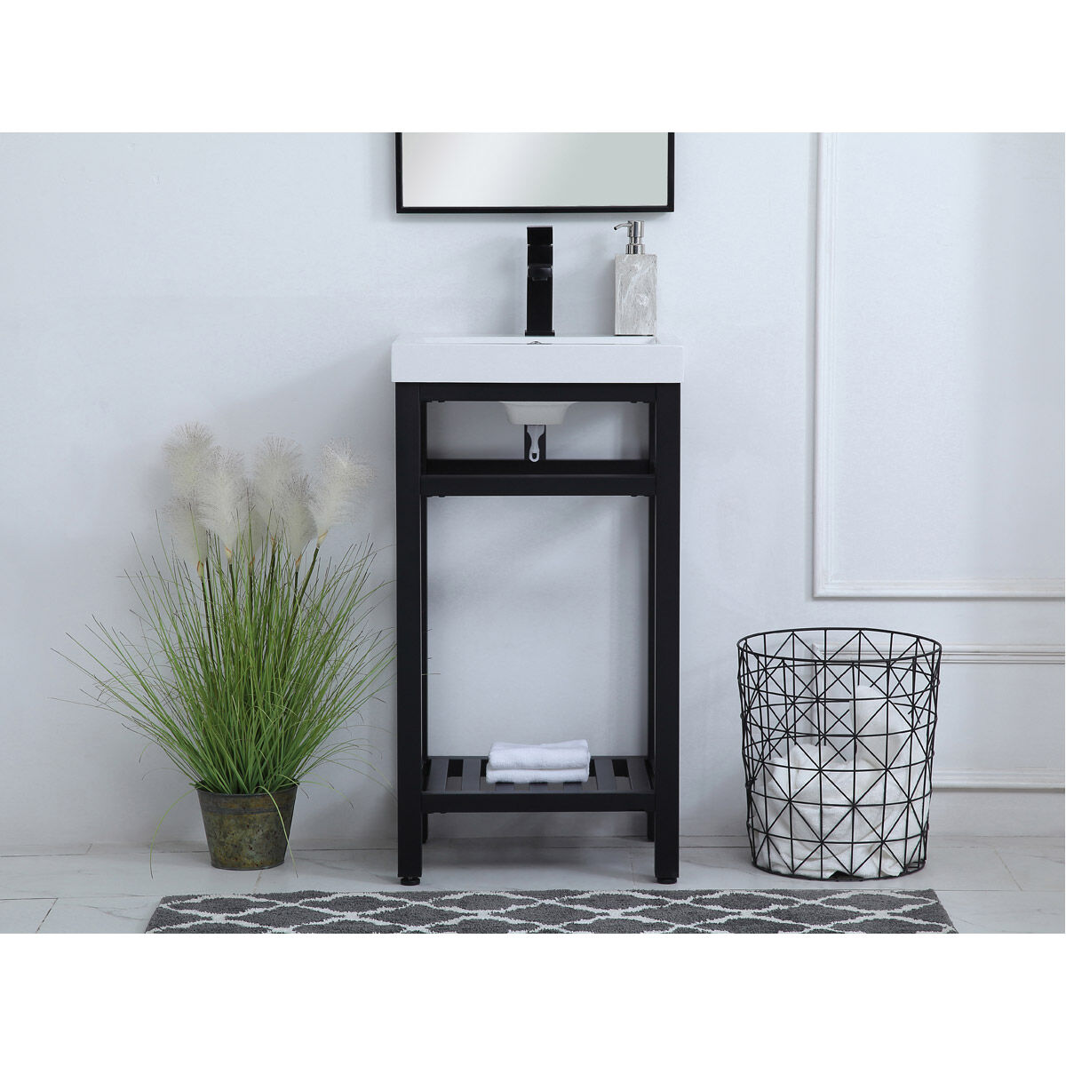 Raya 18 X 13.5 X 34 inch Black and White Vanity Sink Set