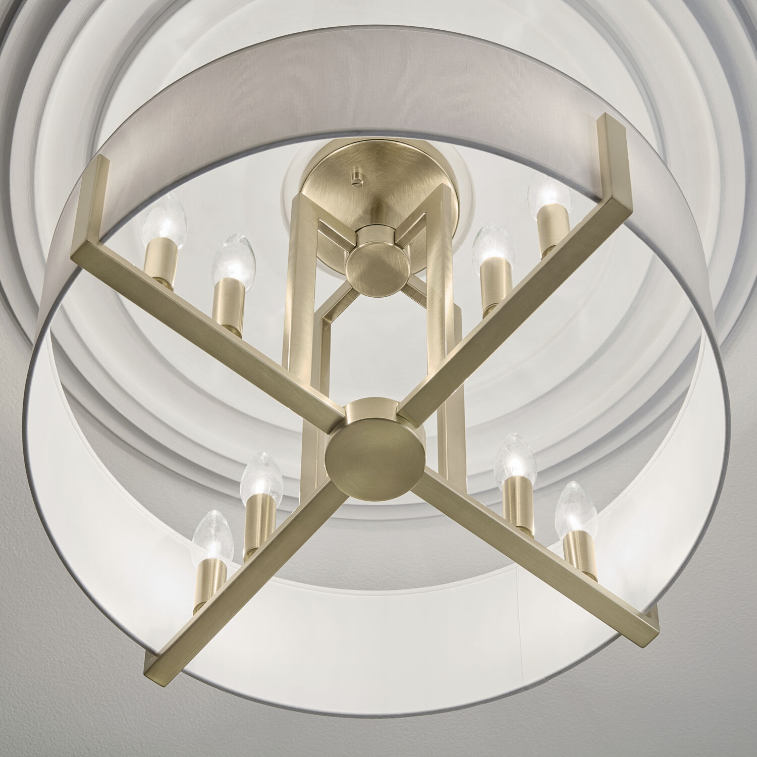 mnst　ライトベージュS Kichler Malen 4-Light Semi Flush Mount Ceiling Light Fixture