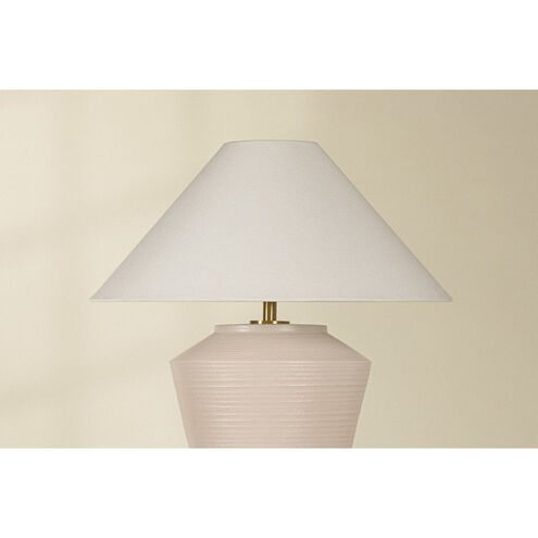 Rachie 23 inch 15.00 watt Aged Brass and Ceramic Whitewash Terracotta Table Lamp Portable Light