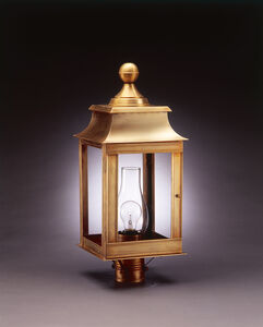 Concord 1 Light 23 inch Dark Brass Post Lamp in Clear Seedy Glass, One 75W Medium with Chimney