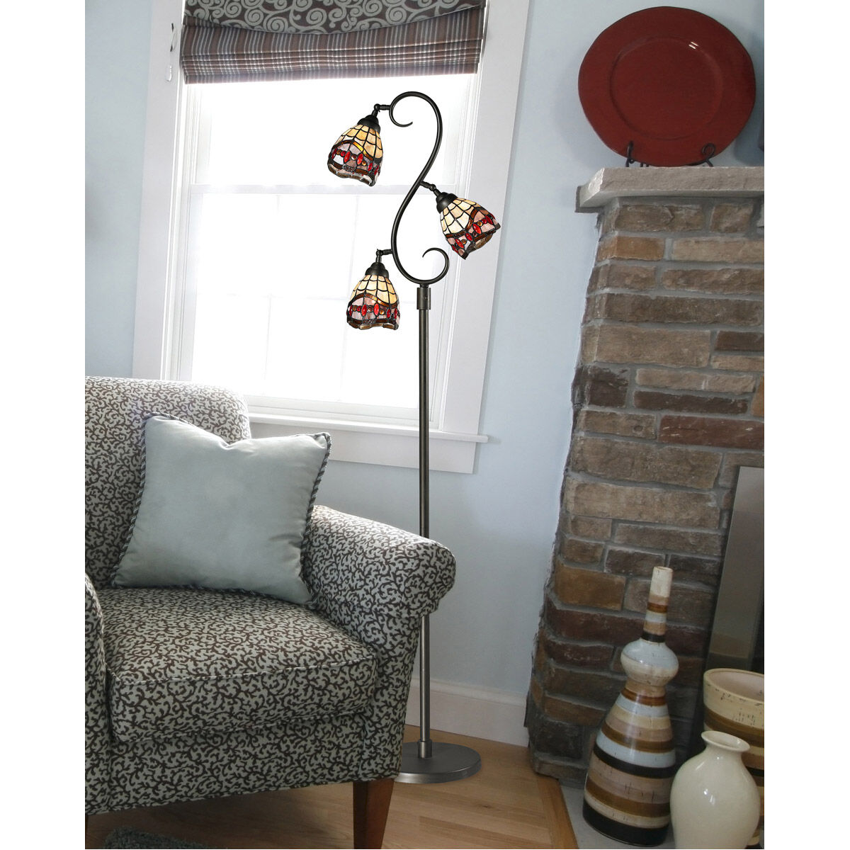 Evelyn 70 inch 60.00 watt Tiffany Bronze Floor Lamp Portable Light