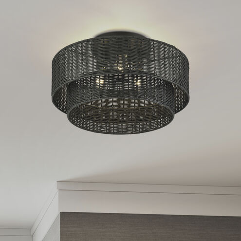 Weavington 3 Light 18 inch Black Semi Flush Mount Ceiling Light, Large