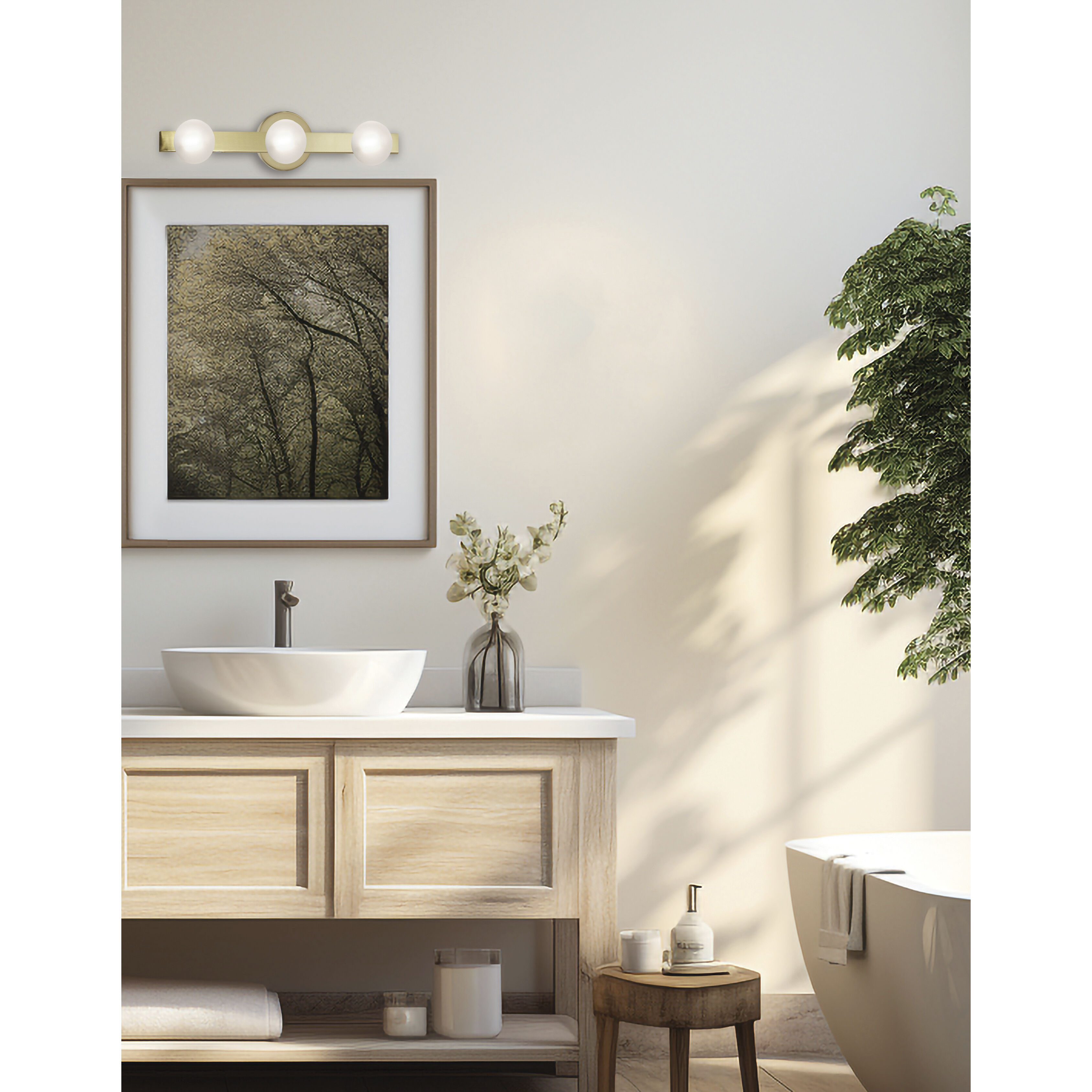 Raleigh LED 16 inch Aged Brass Vanity Light Wall Light