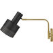 Casey 16.75 inch 10 watt Lacquered Brass and Black Swing Arm Sconce Wall Light in Lacquered Brass with Black