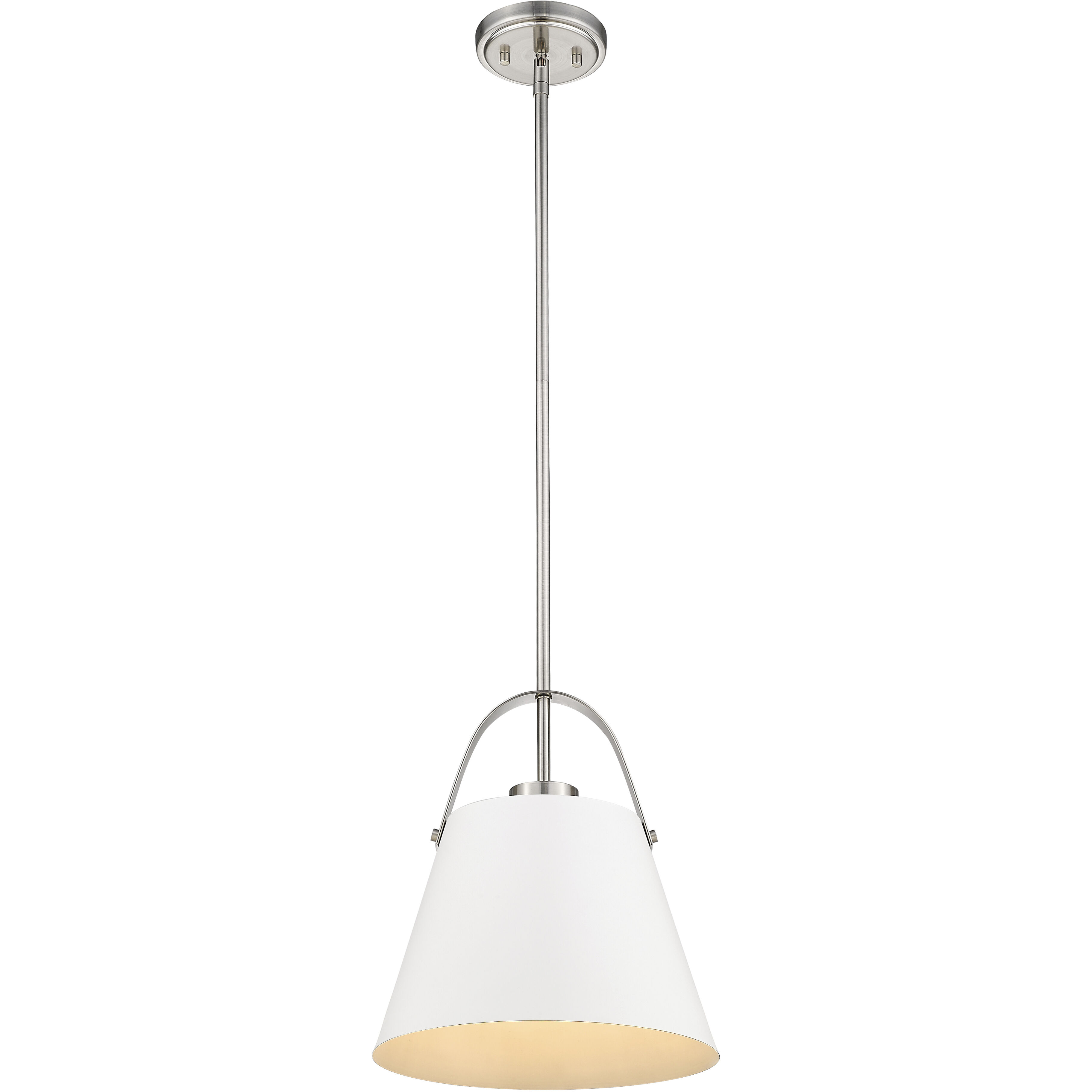 Z-Studio 1 Light 12.5 inch Matte White and Brushed Nickel Pendant Ceiling Light