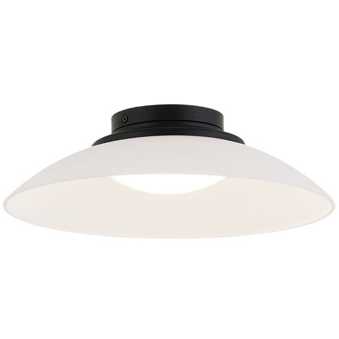 Luna LED 13.88 inch Matte Black Flush Mount Ceiling Light in Matte Black and Frosted Glass