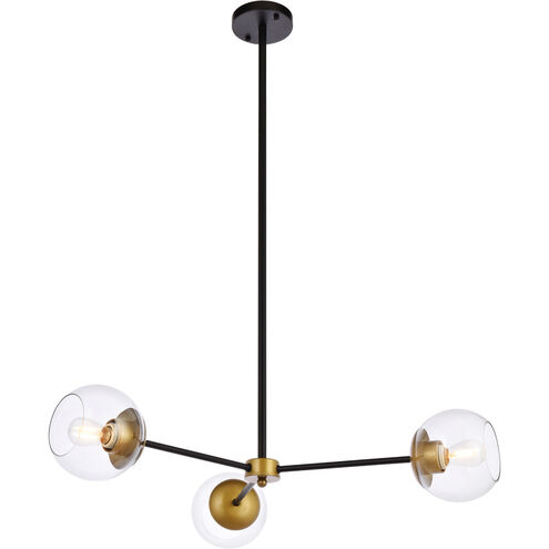 Briggs 3 Light 32 inch Black and Brass Pendant Ceiling Light