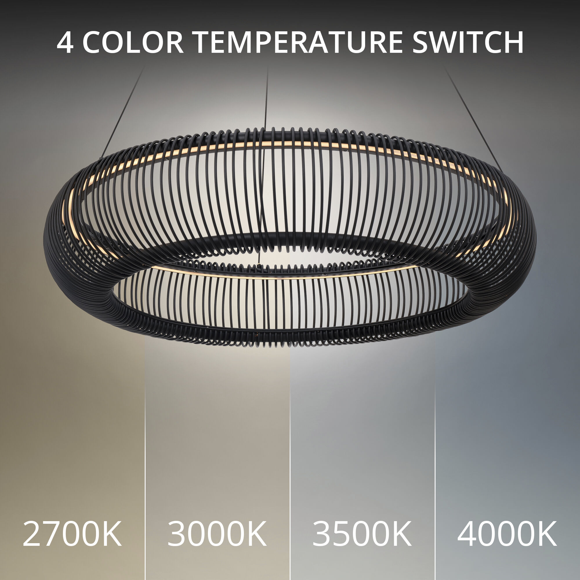 Lute LED 28 inch Black Indoor Hanging Lighting Ceiling Light in 4000K