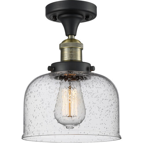 Franklin Restoration Large Bell Cage 1 Light 8 inch Black Antique Brass Semi-Flush Mount Ceiling Light in Seedy with Cage, Franklin Restoration