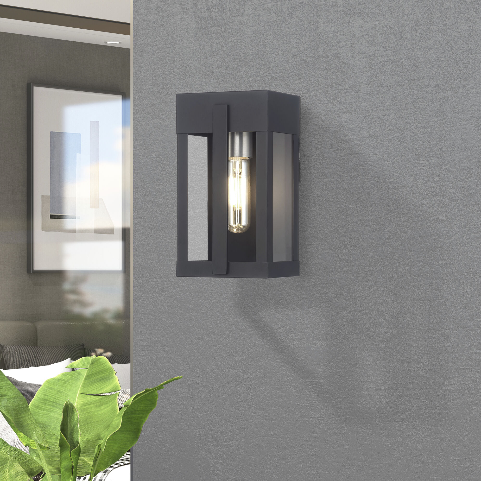 Berksford 1 Light 9 inch Black with Brushed Nickel Candles Outdoor Wall Lantern