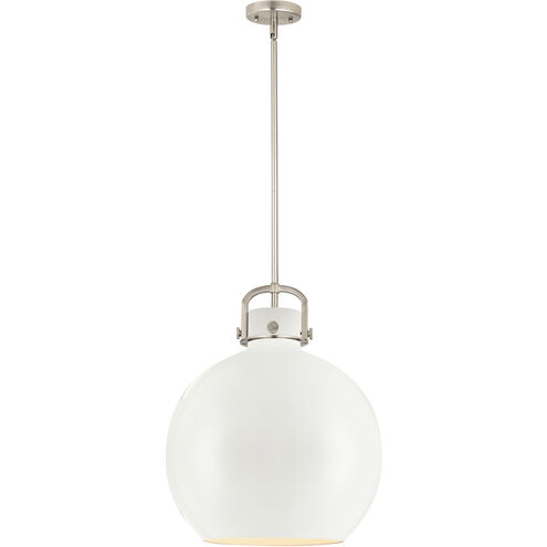 Newton Sphere 1 Light 16 inch Satin Nickel Stem Hung Pendant Ceiling Light