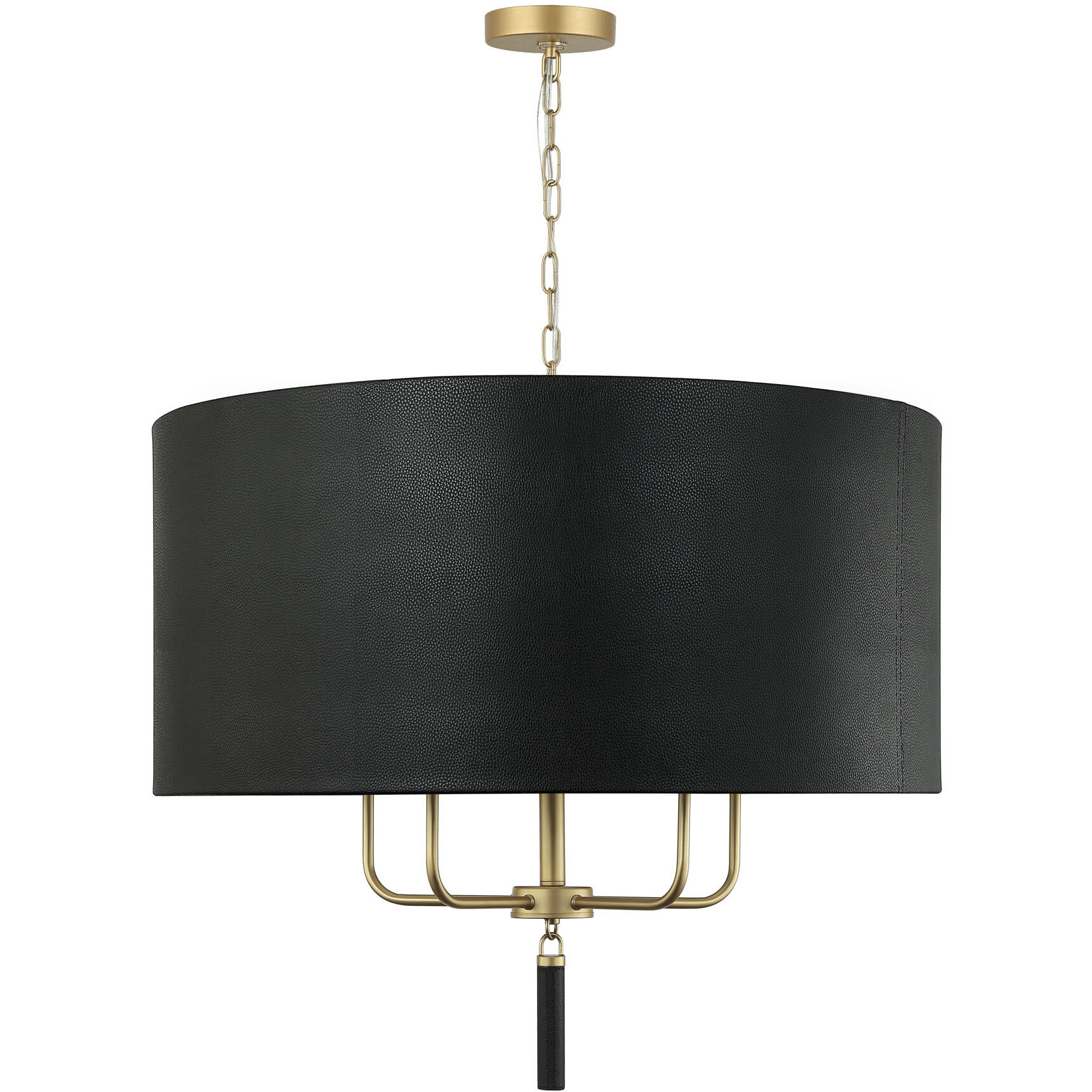 Secret Agent 5 Light 30 inch Gold and Black Leather Pendant Ceiling Light