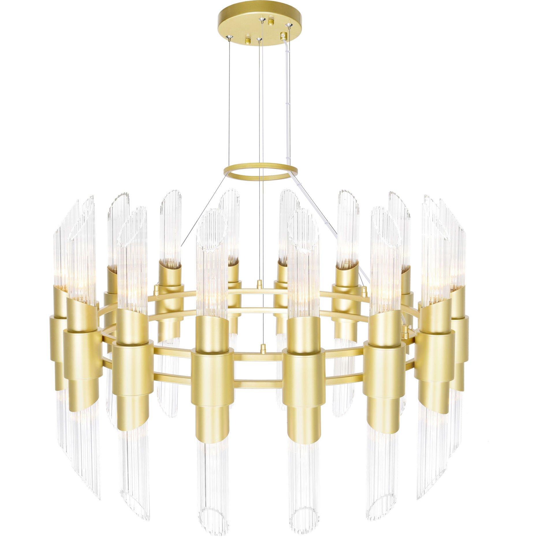 Croissant 32 Light 32 inch Satin Gold Chandelier Ceiling Light