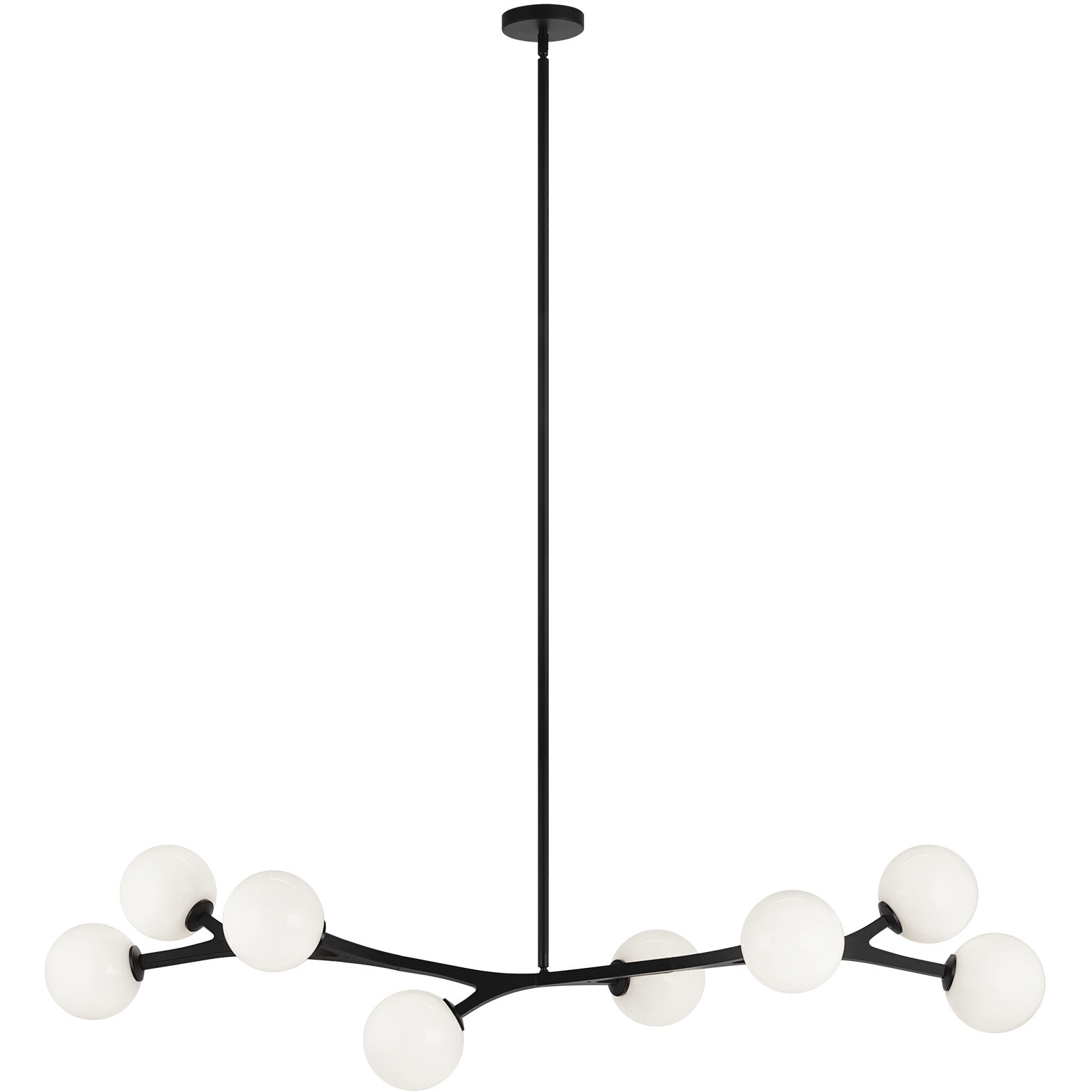 Rami 8 Light 54.88 inch Black Chandelier Ceiling Light in Black and Opal Glass
