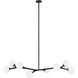Rami 8 Light 54.88 inch Black Chandelier Ceiling Light in Black and Opal Glass