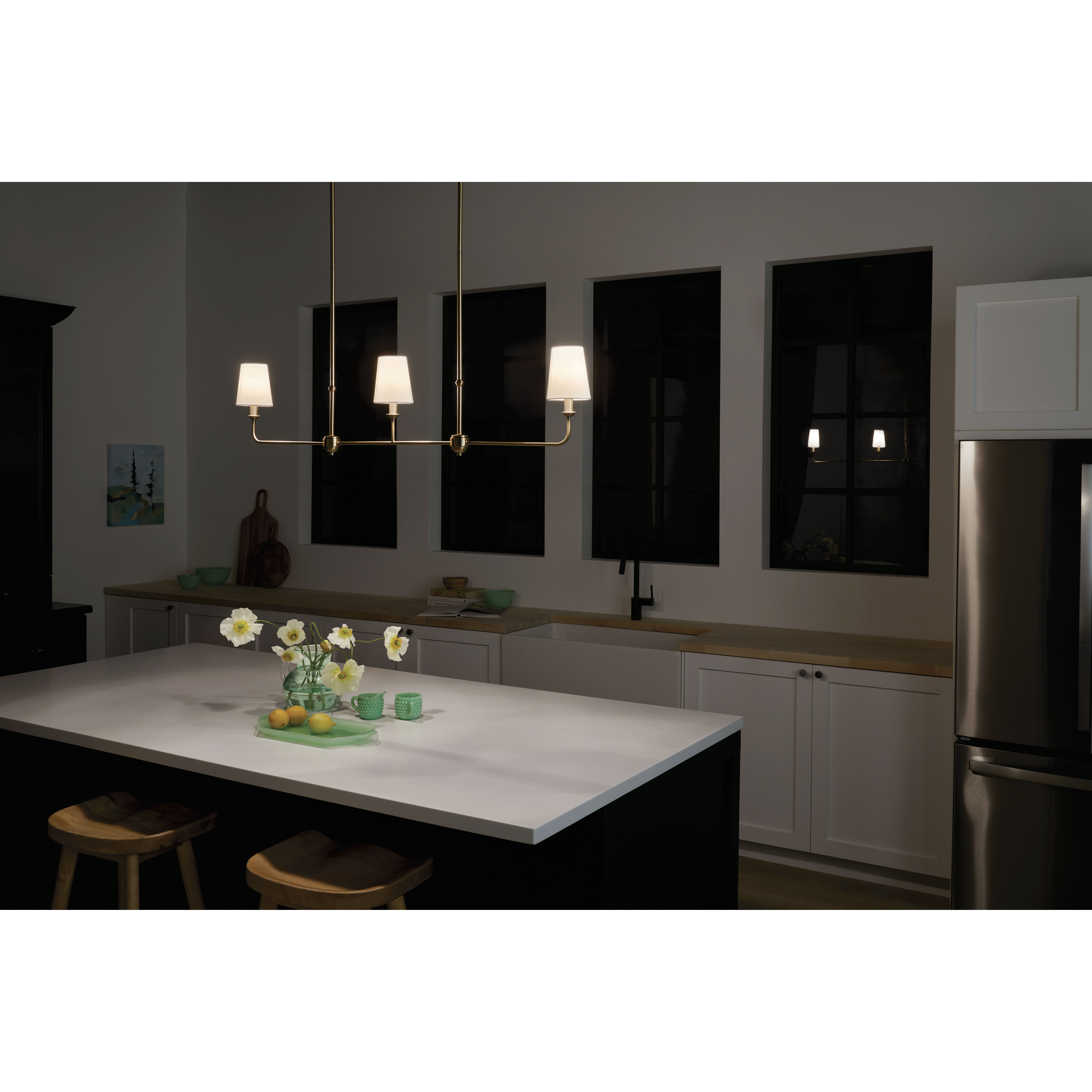 Pallas 3 Light 4.5 inch Brushed Natural Brass Chandelier Linear Ceiling Light