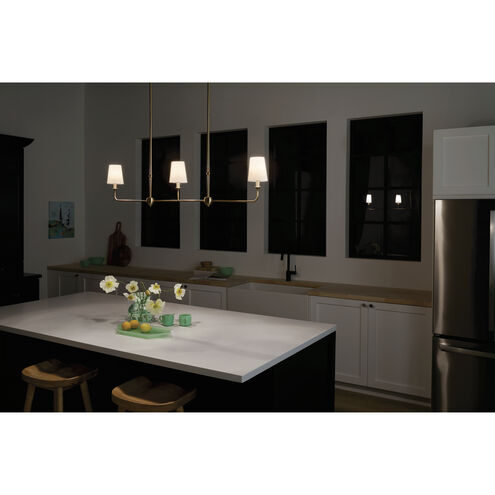 Pallas 3 Light 4.5 inch Brushed Natural Brass Chandelier Linear Ceiling Light