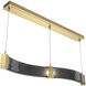 Parallel LED 48 inch Gilded Brass Linear Pendant Ceiling Light in Smoke Granite, 2700K LED, Curved