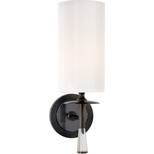 AERIN Drunmore 1 Light 4.5 inch Bronze with Crystal Single Bath Sconce Wall Light in White Glass
