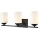 Durham 3 Light 22 inch Matte Black Vanity Light Wall Light
