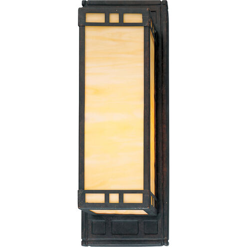 Arts and Crafts 1 Light 14 inch Weathered Bronze Bath Vanity Wall Light