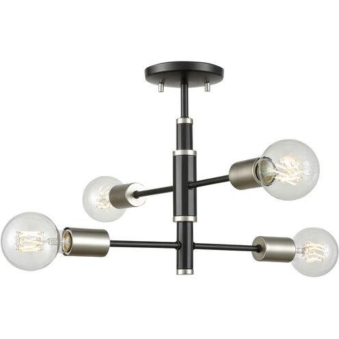 Lake Loft 4 Light Platinum and Graphite Semi-flush Mount Ceiling Light