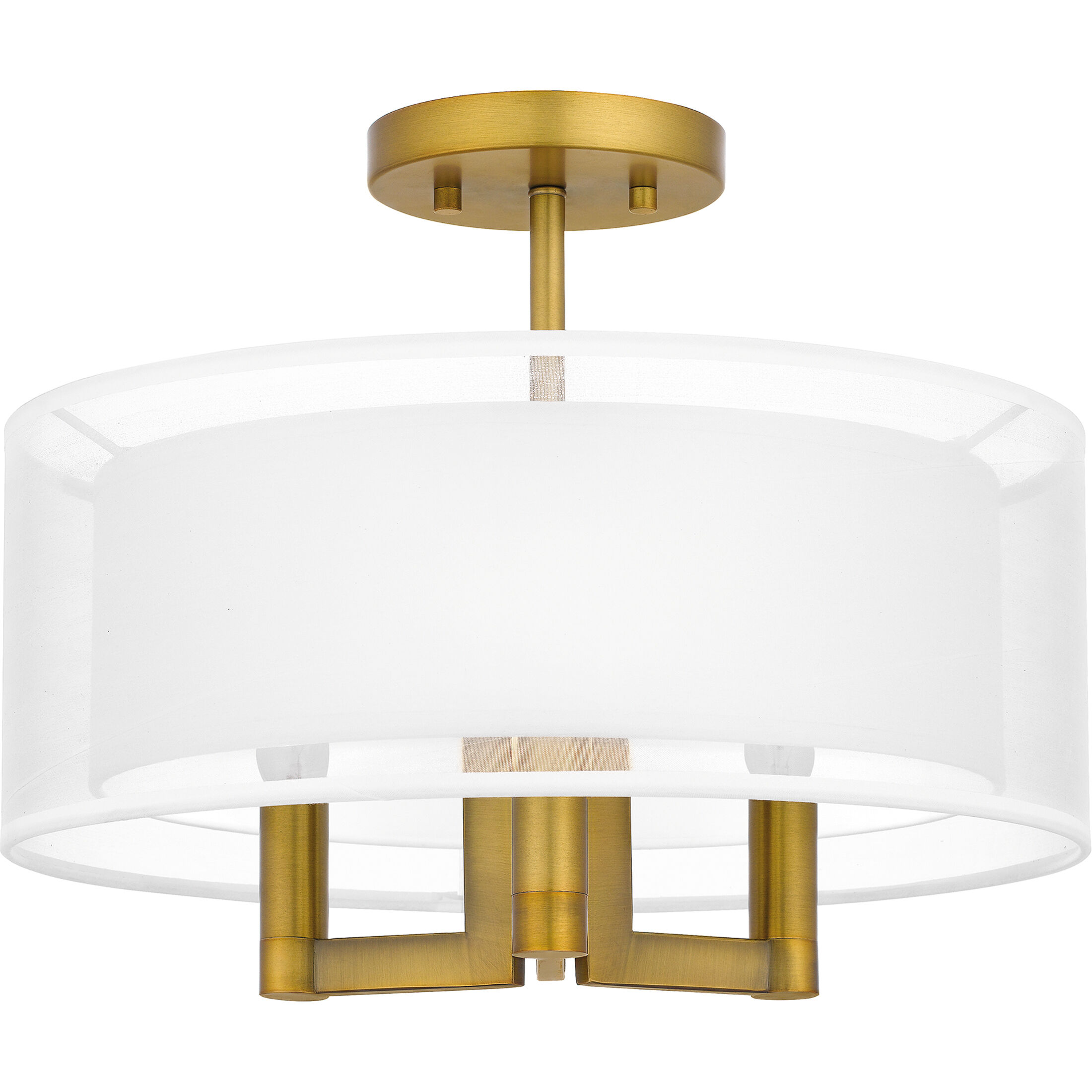 Bodnar 3 Light 15 inch Aged Brass Semi-Flush Mount Ceiling Light