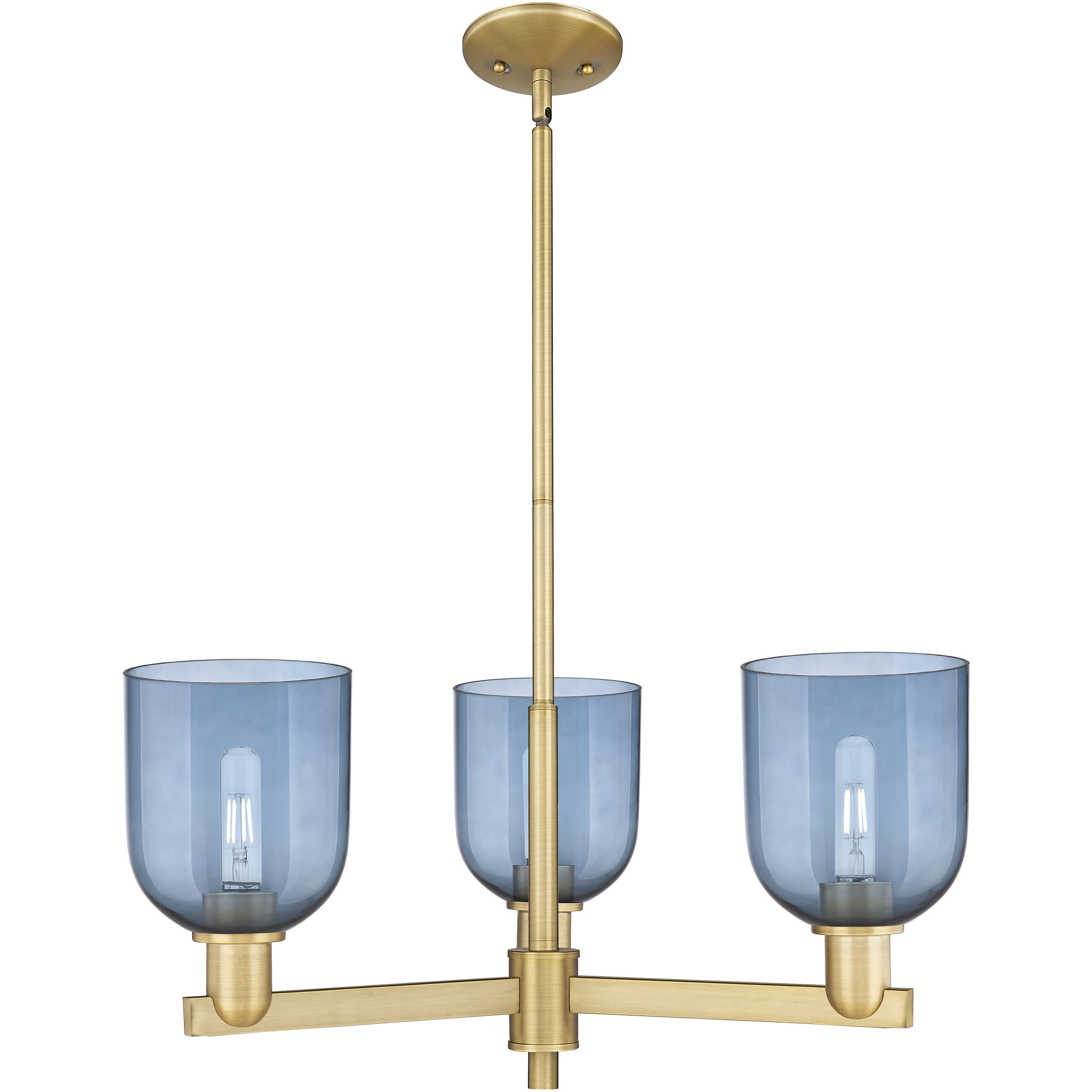 Arcadia Bella 3 Light 27.25 inch Brushed Brass Chandelier Ceiling Light in Blue