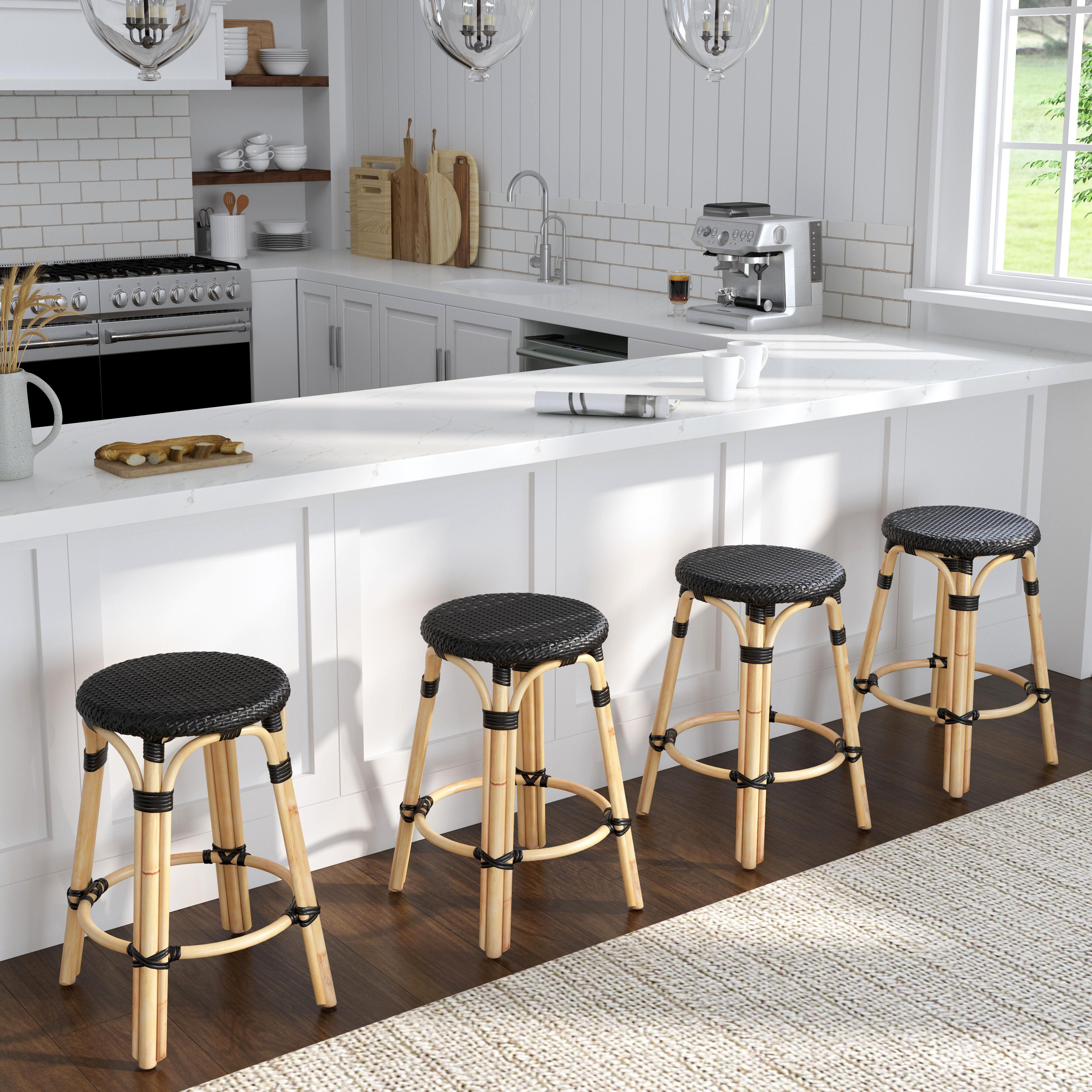 Tobias Rattan Round 24" Counter Stool in Black