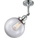 Franklin Restoration Large Beacon LED 8 inch Polished Chrome Sconce Wall Light in Clear Glass, Franklin Restoration