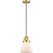 Franklin Restoration Cone 1 Light 6 inch Satin Gold Mini Pendant Ceiling Light in Incandescent, Matte White