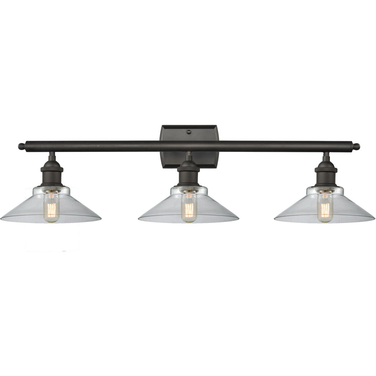 Ballston Orwell 3 Light 26 inch Oil Rubbed Bronze Bath Vanity Light Wall Light in Clear Glass, Ballston