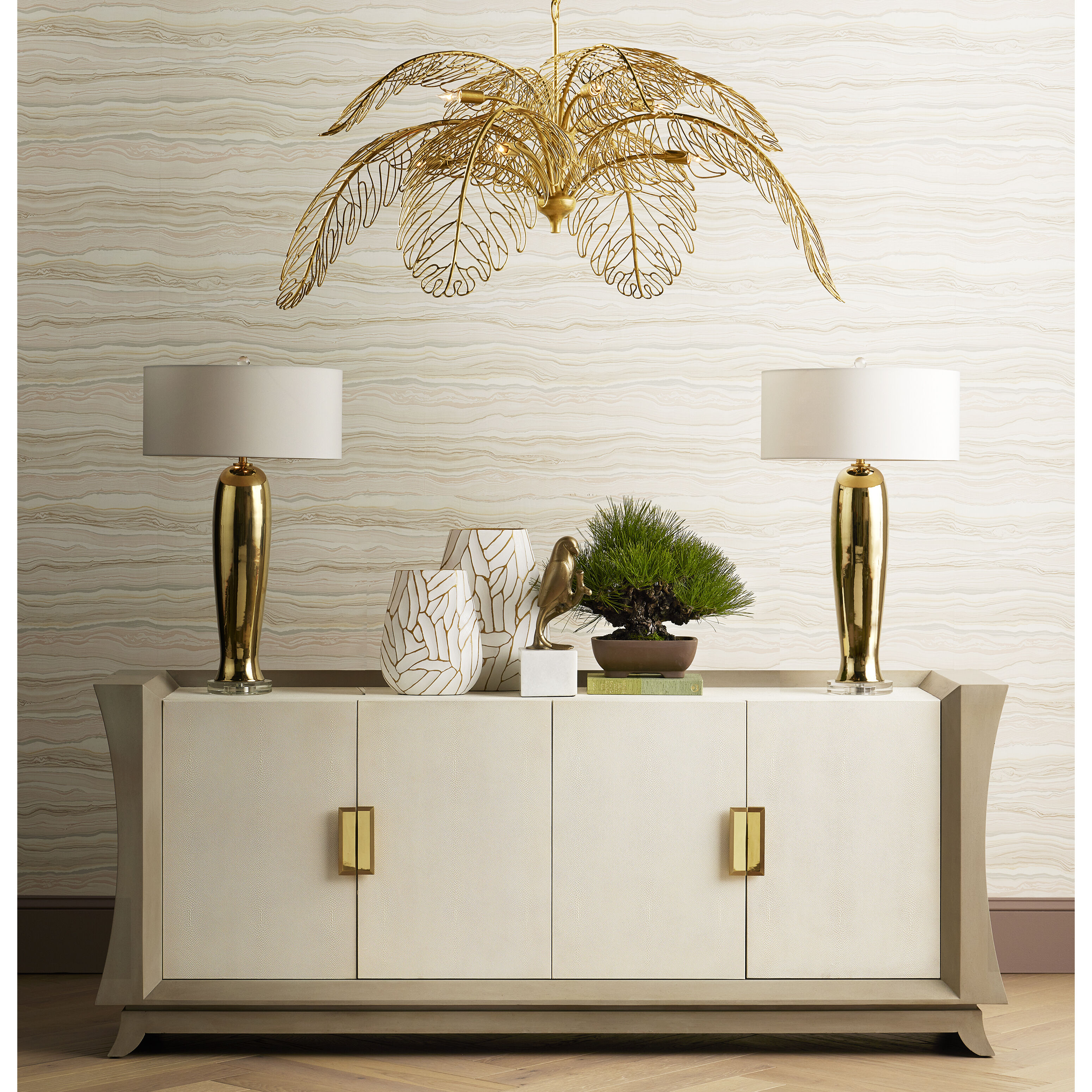 Currey Company 3000 0212 Koji 80 inch Oyster Gray Cream Brushed